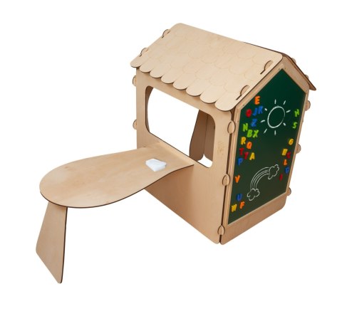 Domek ogrodowy drewniany stolik tablica kredowa 86 x 137 x 105 cm Domek ogrodowy drewniany stolik tablica kredowa 86 x 137 x 105 cm