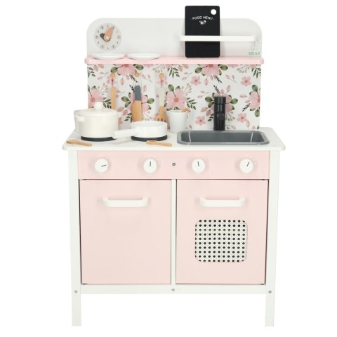 Kuchnia dla dzieci drewniana MDF Lulilo FLoro akcesoria różowa 82cm Kuchnia dla dzieci drewniana MDF Lulilo FLoro akcesoria różowa 82cm