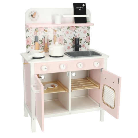 Kuchnia dla dzieci drewniana MDF Lulilo FLoro akcesoria różowa 82cm Kuchnia dla dzieci drewniana MDF Lulilo FLoro akcesoria różowa 82cm