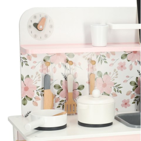 Kuchnia dla dzieci drewniana MDF Lulilo FLoro akcesoria różowa 82cm Kuchnia dla dzieci drewniana MDF Lulilo FLoro akcesoria różowa 82cm