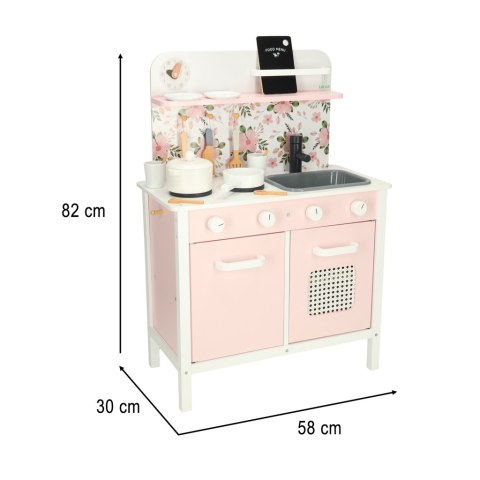 Kuchnia dla dzieci drewniana MDF Lulilo FLoro akcesoria różowa 82cm Kuchnia dla dzieci drewniana MDF Lulilo FLoro akcesoria różowa 82cm