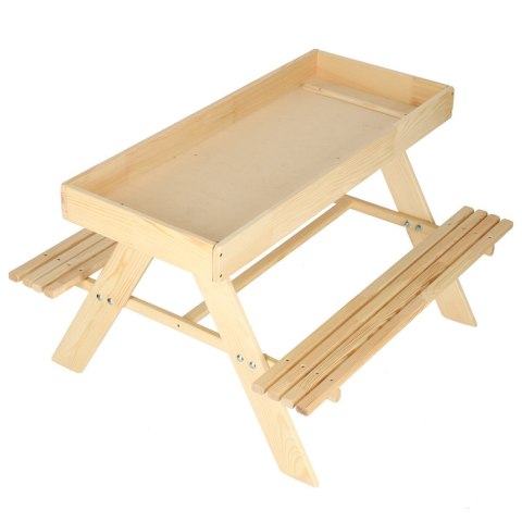 Ławka ogrodowa stolik dla dzieci drewniany piaskownica tablica 92 x 78 x 52 cm Ławka ogrodowa stolik dla dzieci drewniany piaskownica tablica 92 x 78 x 52 cm
