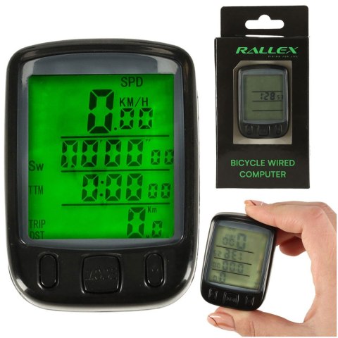 Licznik rowerowy RALLEX wodoodporny przewodowy prędkościomierz podświetlany 25w1 LCD Licznik rowerowy RALLEX wodoodporny przewodowy prędkościomierz podświetlany 25w1 LCD