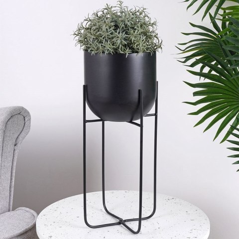Osłonka na doniczkę na stojaku metalowa czarna 16,5x42 cm Osłonka na doniczkę na stojaku metalowa czarna 16,5x42 cm