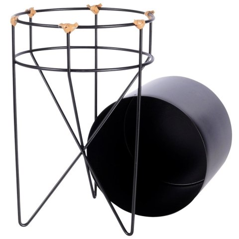 Osłonka na doniczkę na stojaku metalowa czarna 17x31,5 cm Osłonka na doniczkę na stojaku metalowa czarna 17x31,5 cm