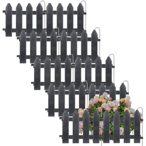 Palisada płotek ogrodowy grafitowy obrzeże border zestaw 10 szt. 200 cm 20x15 cm Palisada płotek ogrodowy grafitowy obrzeże border zestaw 10 szt. 200 cm 20x15 cm