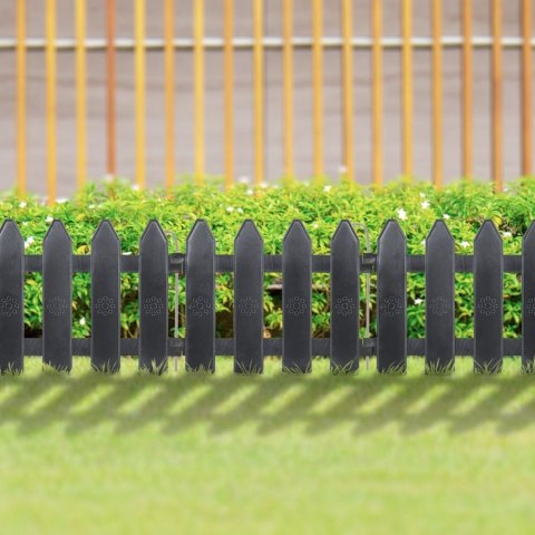 Palisada płotek ogrodowy grafitowy obrzeże border zestaw 10 szt. 200 cm 20x15 cm Palisada płotek ogrodowy grafitowy obrzeże border zestaw 10 szt. 200 cm 20x15 cm