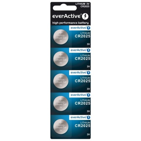 Bateria litowa guzikowa everActive CR2025 3V blister 5szt Bateria litowa guzikowa everActive CR2025 3V blister 5szt