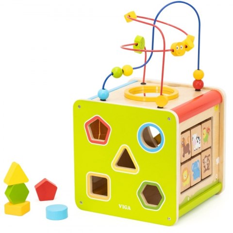 Viga Drewniana Kostka Edukacyjna 5w1 Viga Drewniana Kostka Edukacyjna 5w1
