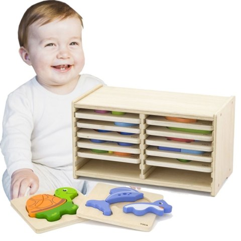 Viga Toys Puzzle drewniane 12 plansz Viga Toys Puzzle drewniane 12 plansz