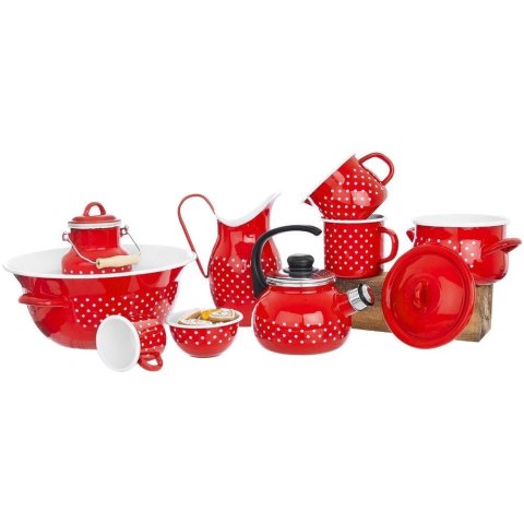 Miska misa emaliowana retro czerwona w grochy 26 cm 2,5 l Miska misa emaliowana retro czerwona w grochy 26 cm 2,5 l