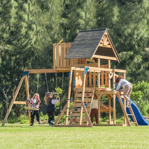 AXI Mitch - Duży Plac Zabaw Drewniany Zjeżdżalnia Hustawki Ścianka Wspinaczkowa + Wieża AXI Mitch - Duży Plac Zabaw Drewniany Zjeżdżalnia Hustawki Ścianka Wspinaczkowa + Wieża