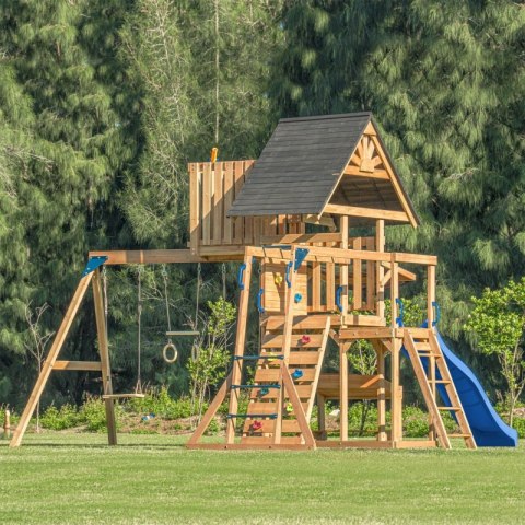 AXI Mitch - Duży Plac Zabaw Drewniany Zjeżdżalnia Hustawki Ścianka Wspinaczkowa + Wieża AXI Mitch - Duży Plac Zabaw Drewniany Zjeżdżalnia Hustawki Ścianka Wspinaczkowa + Wieża