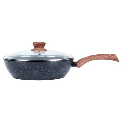 Patelnia Indukcja ze Szklaną Pokrywką Granitowa Nieprzywierająca VILDE 28cm Patelnia Indukcja ze Szklaną Pokrywką Granitowa Nieprzywierająca VILDE 28cm