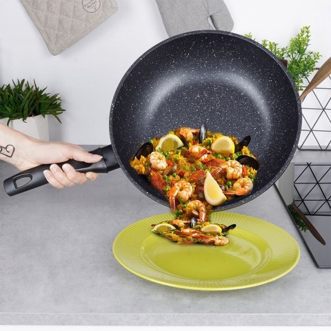 Patelnia granitowa wok do smażenia duszenia GRANDE 30 cm Patelnia granitowa wok do smażenia duszenia GRANDE 30 cm