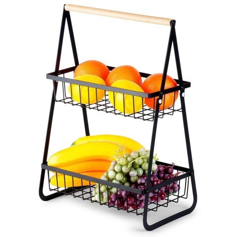 Koszyk na Owoce Warzywa 2-Poziomowy Metalowy Czarny VILDE 29 cm Koszyk na Owoce Warzywa 2-Poziomowy Metalowy Czarny VILDE 29 cm