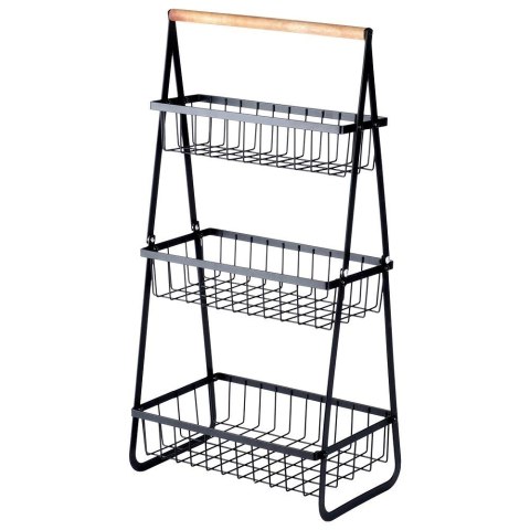 Koszyk na Owoce Warzywa 3-Poziomowy Metalowy Czarny VILDE 29 cm Koszyk na Owoce Warzywa 3-Poziomowy Metalowy Czarny VILDE 29 cm