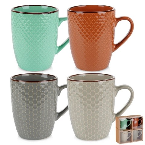 Zestaw Kubki Ceramiczne do Kawy Herbaty Dekoracyjne VILDE 400 ml 4 szt. Zestaw Kubki Ceramiczne do Kawy Herbaty Dekoracyjne VILDE 400 ml 4 szt.