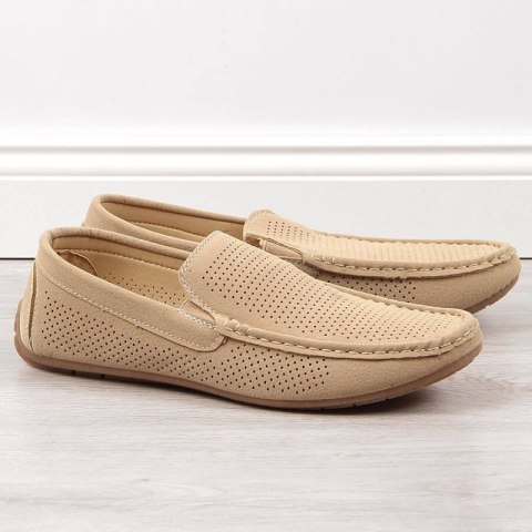 Mokasyny ażurowe slip on NEWS M EVE341 beżowe Mokasyny ażurowe slip on NEWS M EVE341 beżowe