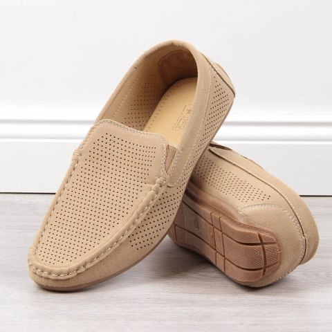 Mokasyny ażurowe slip on NEWS M EVE341 beżowe Mokasyny ażurowe slip on NEWS M EVE341 beżowe