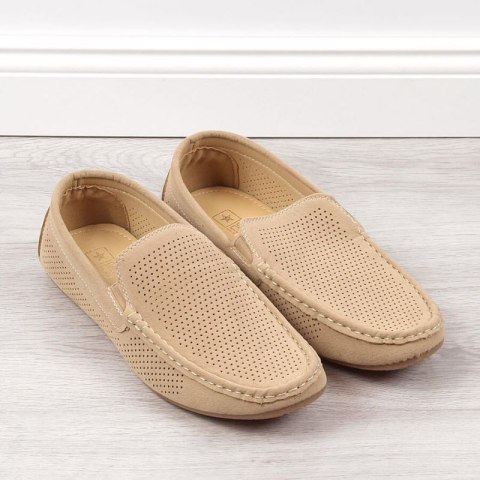 Mokasyny ażurowe slip on NEWS M EVE341 beżowe Mokasyny ażurowe slip on NEWS M EVE341 beżowe