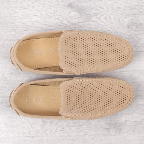 Mokasyny ażurowe slip on NEWS M EVE341 beżowe Mokasyny ażurowe slip on NEWS M EVE341 beżowe