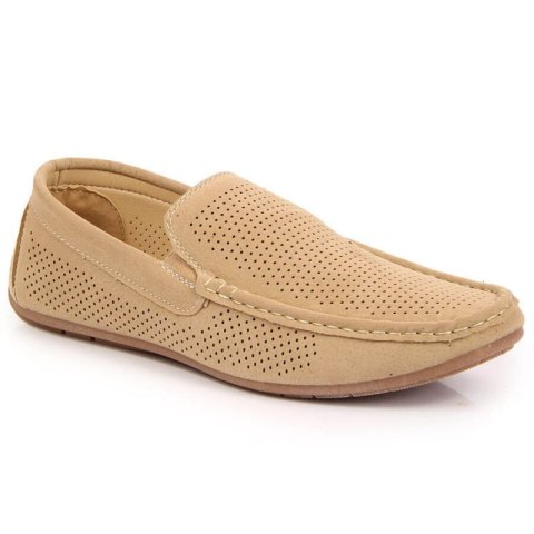 Mokasyny ażurowe slip on NEWS M EVE341 beżowe Mokasyny ażurowe slip on NEWS M EVE341 beżowe