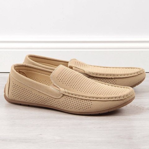 Mokasyny ażurowe slip on NEWS M EVE341 beżowe Mokasyny ażurowe slip on NEWS M EVE341 beżowe