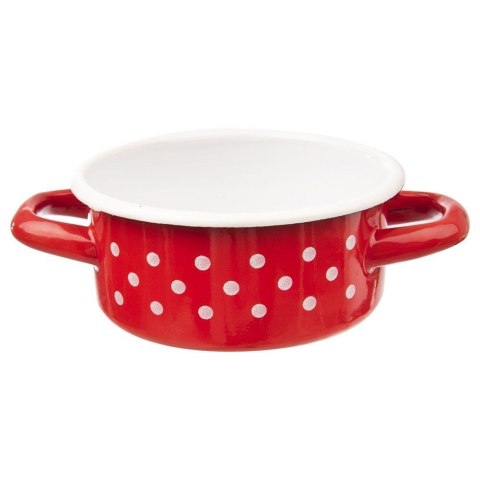 Garnek garnuszek emaliowany 0,6 l grochy czerwony Garnek garnuszek emaliowany 0,6 l grochy czerwony