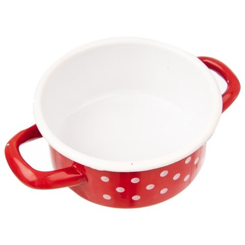Garnek garnuszek emaliowany 0,6 l grochy czerwony Garnek garnuszek emaliowany 0,6 l grochy czerwony