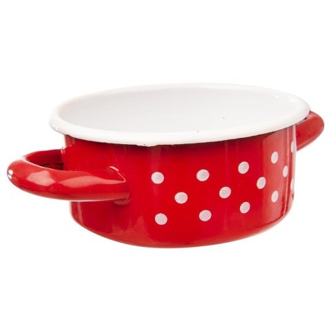 Garnek garnuszek emaliowany 0,6 l grochy czerwony Garnek garnuszek emaliowany 0,6 l grochy czerwony