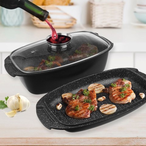 Brytfanna 3w1 granitowa / garnek z pokrywą patelnia grillowa 5 l GRANDE Brytfanna 3w1 granitowa / garnek z pokrywą patelnia grillowa 5 l GRANDE