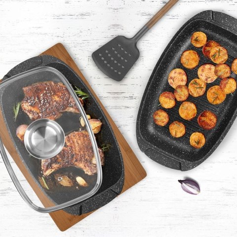 Brytfanna 3w1 granitowa / garnek z pokrywą patelnia grillowa 5 l GRANDE Brytfanna 3w1 granitowa / garnek z pokrywą patelnia grillowa 5 l GRANDE