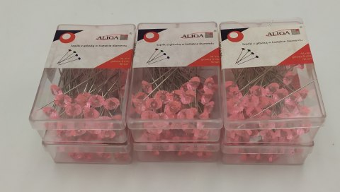 Szpilki ozdobne różowe 50szt diament 54mm 6 paczek SPD54-RO Szpilki ozdobne różowe 50szt diament 54mm 6 paczek SPD54-RO