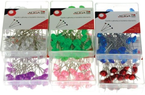Szpilki ozdobne różowe 50szt diament 54mm 6 paczek SPD54-RO Szpilki ozdobne różowe 50szt diament 54mm 6 paczek SPD54-RO