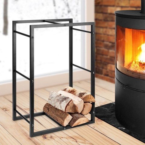 Stojak na drewno kominkowe metalowy czarny 45x28x70 cm Stojak na drewno kominkowe metalowy czarny 45x28x70 cm