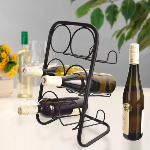Stojak na wino metalowy czarny 6 butelek 22,5x39 cm Stojak na wino metalowy czarny 6 butelek 22,5x39 cm
