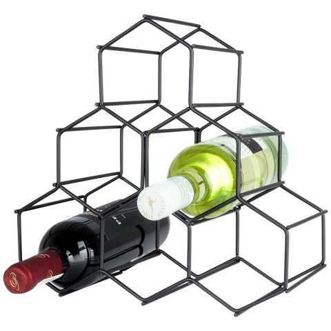 Stojak na wino metalowy czarny 6 butelek 29,5x14,5x28,5 cm Stojak na wino metalowy czarny 6 butelek 29,5x14,5x28,5 cm