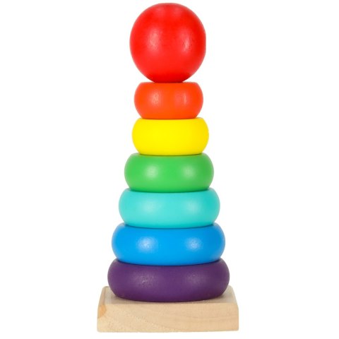 Wieża piramida piramidka drewniana do układania sorter kolorowy tęczowy 13cm Wieża piramida piramidka drewniana do układania sorter kolorowy tęczowy 13cm