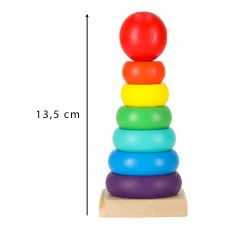 Wieża piramida piramidka drewniana do układania sorter kolorowy tęczowy 13cm Wieża piramida piramidka drewniana do układania sorter kolorowy tęczowy 13cm