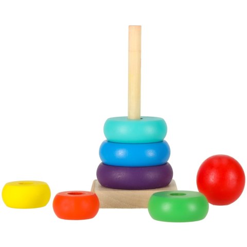 Wieża piramida piramidka drewniana do układania sorter kolorowy tęczowy 13cm Wieża piramida piramidka drewniana do układania sorter kolorowy tęczowy 13cm