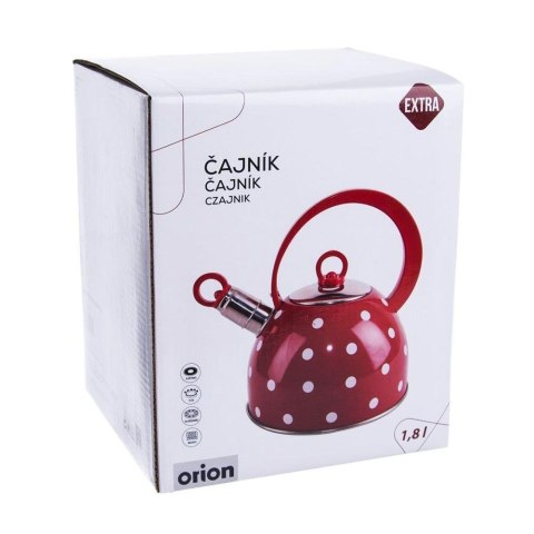 Czajnik stalowy z gwizdkiem do gotowania wody czerwony w kropki retro 1,5 l KARIN Czajnik stalowy z gwizdkiem do gotowania wody czerwony w kropki retro 1,5 l KARIN