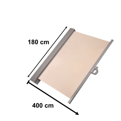 Markiza boczna tarasowa LUARO parawan zwijana 180 x 400 cm beżowa Markiza boczna tarasowa LUARO parawan zwijana 180 x 400 cm beżowa
