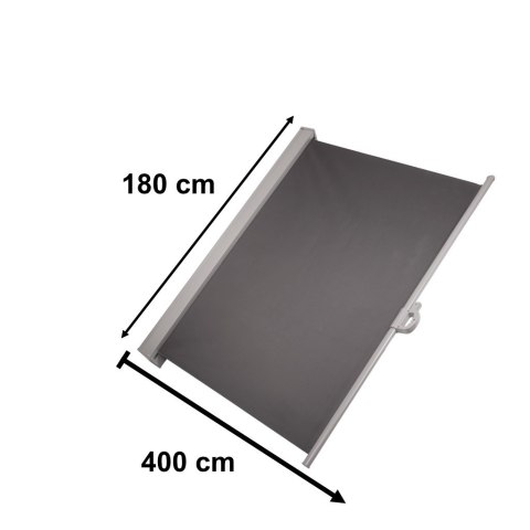 Markiza boczna tarasowa LUARO parawan zwijana 180 x 400 cm szara Markiza boczna tarasowa LUARO parawan zwijana 180 x 400 cm szara