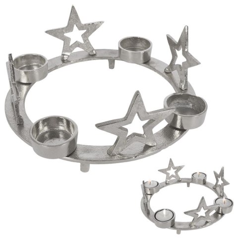Świecznik na 4 tealight podstawka pod świeczkę aluminiowy święta gwiazda 4 sztuki 25 cm Świecznik na 4 tealight podstawka pod świeczkę aluminiowy święta gwiazda 4 sztuki 25 cm