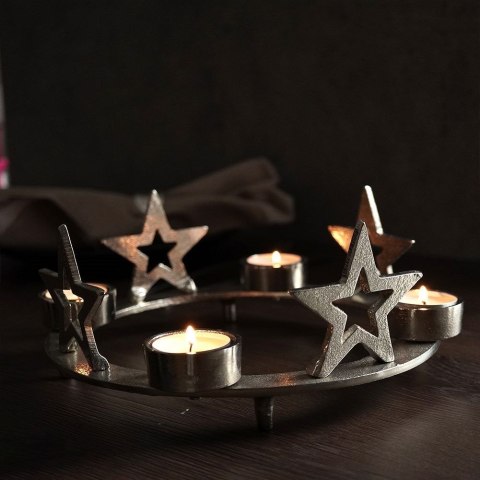 Świecznik na 4 tealight podstawka pod świeczkę aluminiowy święta gwiazda 4 sztuki 25 cm Świecznik na 4 tealight podstawka pod świeczkę aluminiowy święta gwiazda 4 sztuki 25 cm