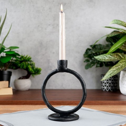 Świecznik na długą świeczkę aluminiowy czarny 19 cm Świecznik na długą świeczkę aluminiowy czarny 19 cm
