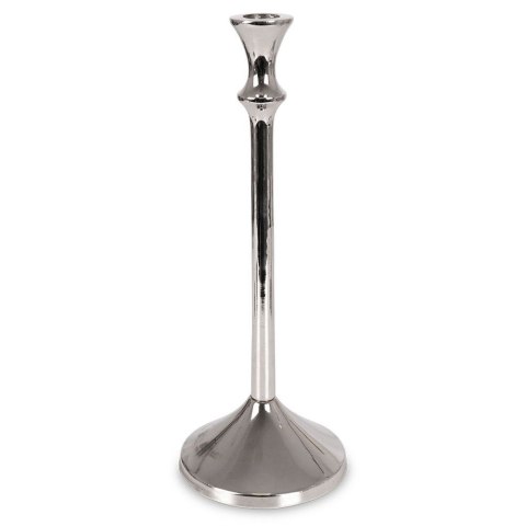 Świecznik na długą świeczkę aluminiowy srebrny 30,5 cm Świecznik na długą świeczkę aluminiowy srebrny 30,5 cm