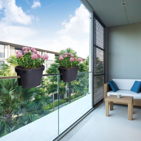 Doniczka na balustradę / skrzynka na rośliny zawieszana balkonowa czarna 39,5 cm Doniczka na balustradę / skrzynka na rośliny zawieszana balkonowa czarna 39,5 cm