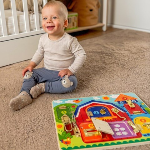 TOOKY TOY Tablica Manipulacyjna Zamki Obrazki Farma TOOKY TOY Tablica Manipulacyjna Zamki Obrazki Farma